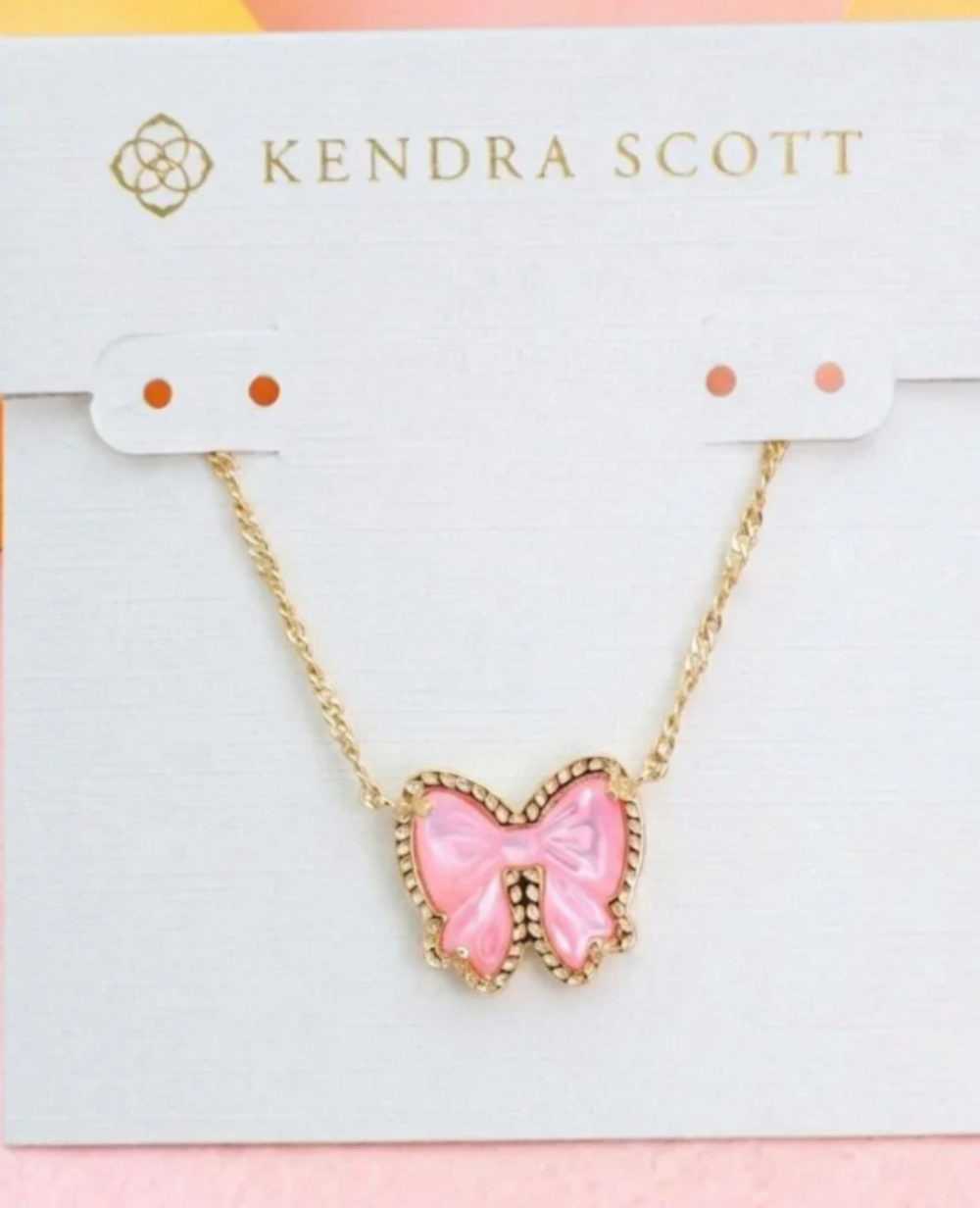 Kendra Scott Pink Bow Pendant Necklace